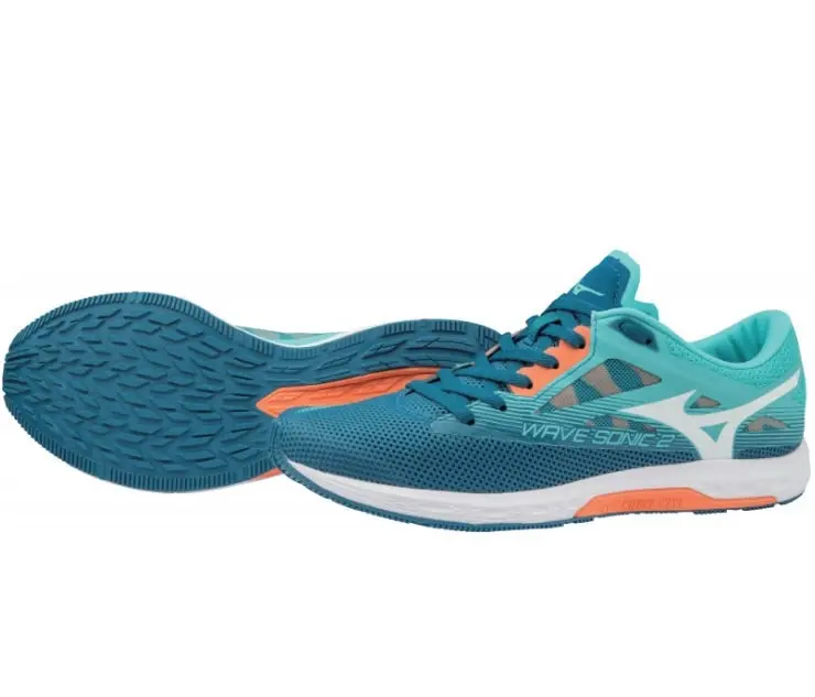 Mizuno Wave Sonic 2 Womens Running Shoes Blue Turquoise Orange