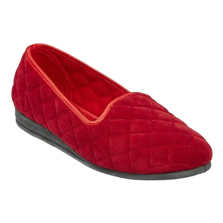 Womens Grosby Dawn Red Comfortable Slippers Ladies Shoes Slip On Flats