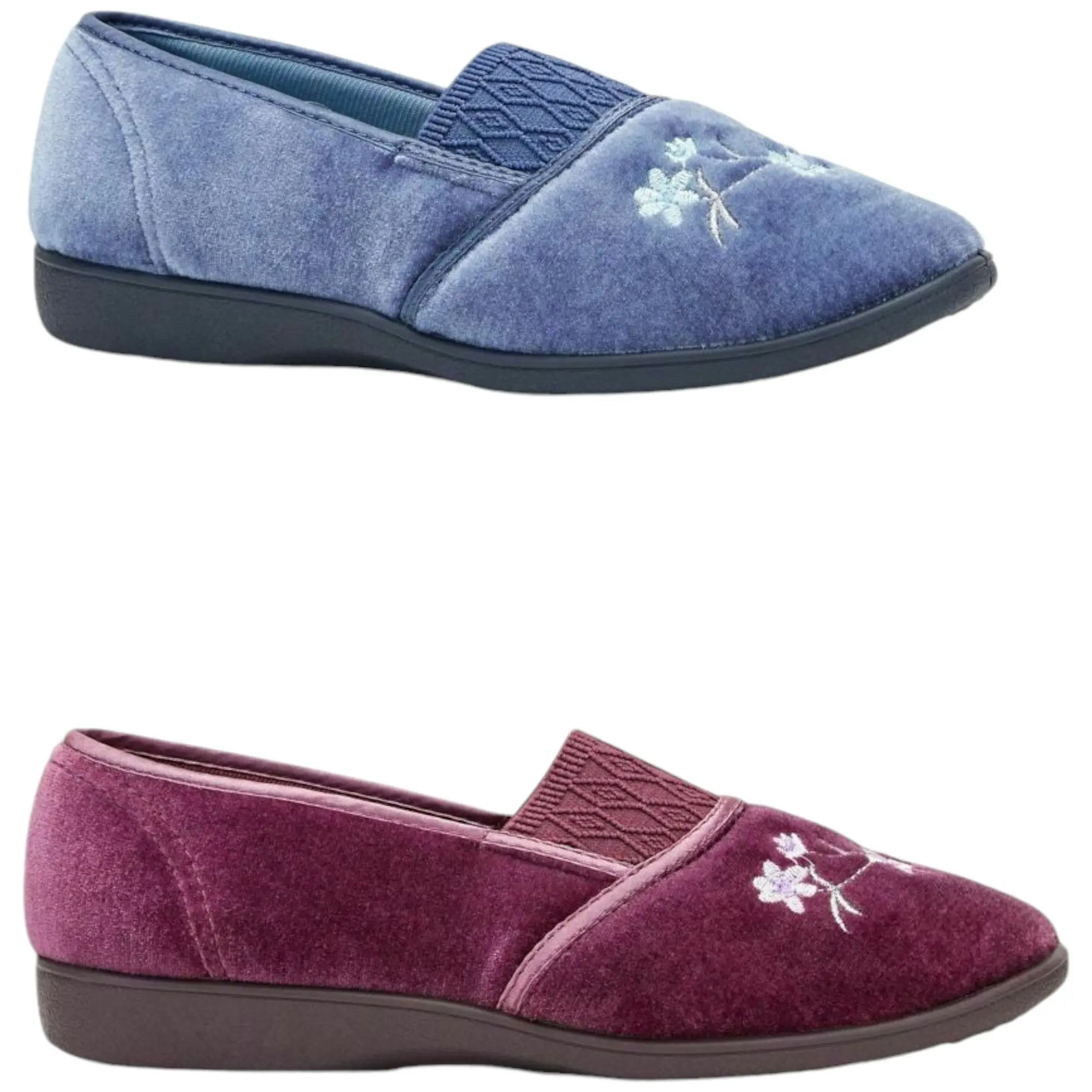 Womens Grosby Sasha Slippers Ladies Mid Blue Heather Shoes Slip On Flats