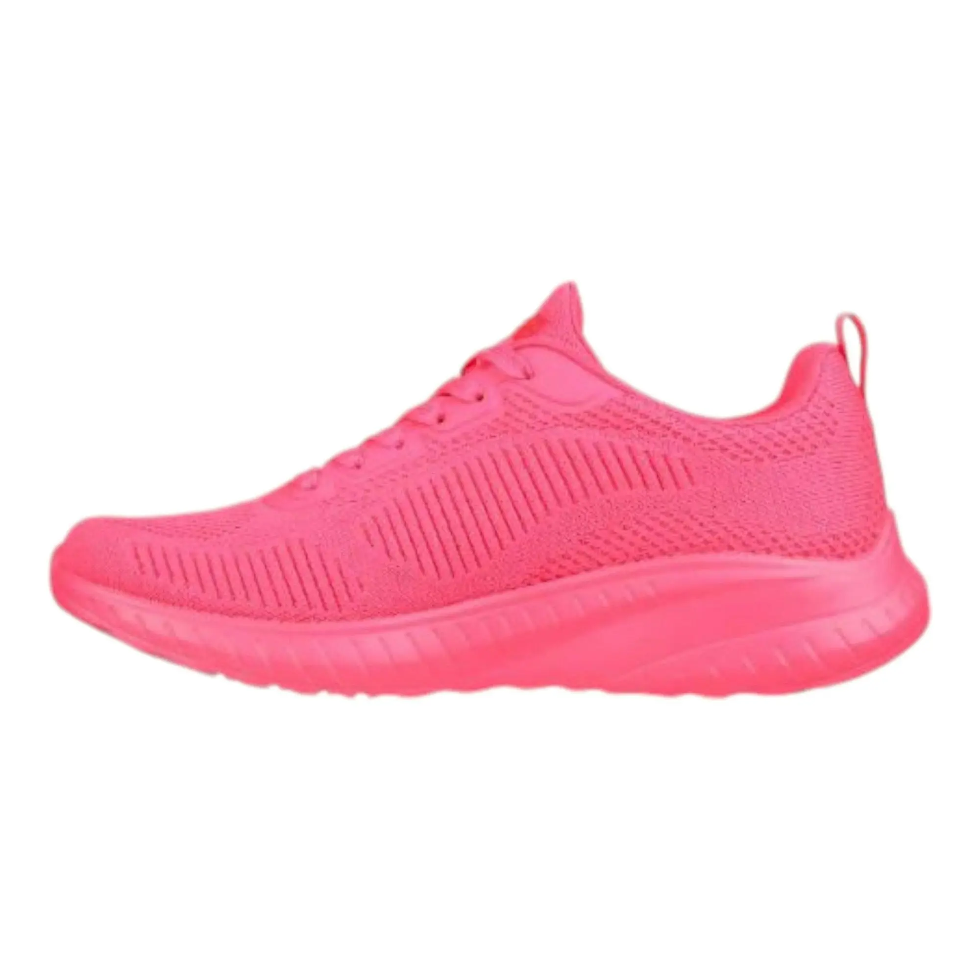 Womens Skechers Bobs Sport Squad Chaos - Cool Rythms Neon Pink Sneaker Shoes