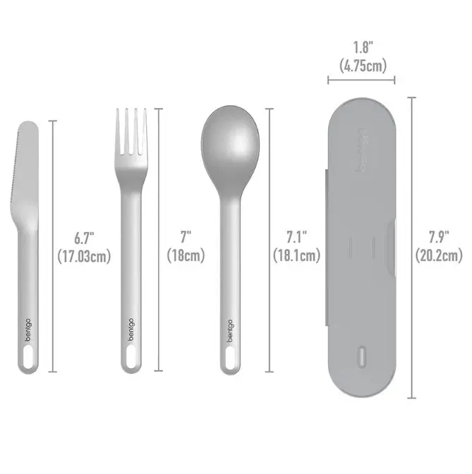 4 x Bentgo Ss Utensil Set Cutlery Grey