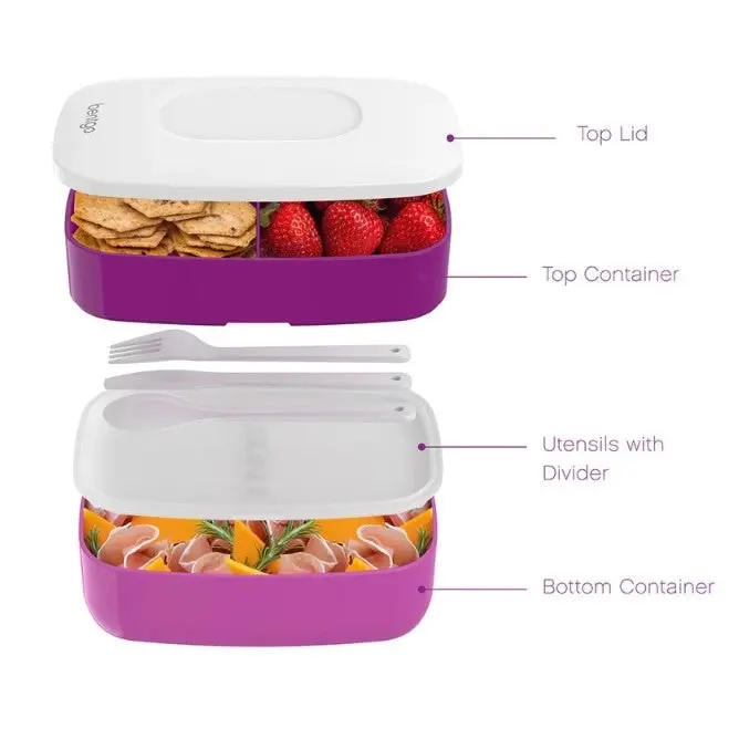 3 x Bentgo All-In-One Lunch Box Container Storage Purple