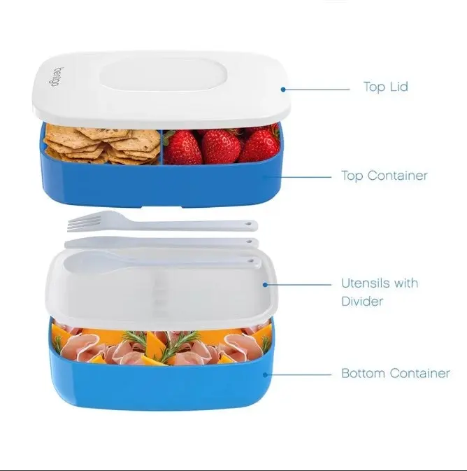 3 x Bentgo All-In-One Lunch Box Container Storage Blue