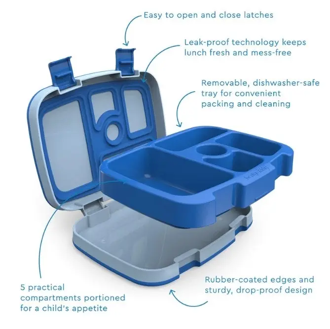 2 x Bentgo Kids Lunch Box Container Storage Blue