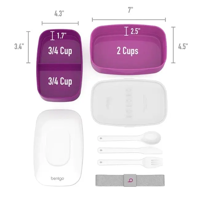 2 x Bentgo All-In-One Lunch Box Container Storage Purple