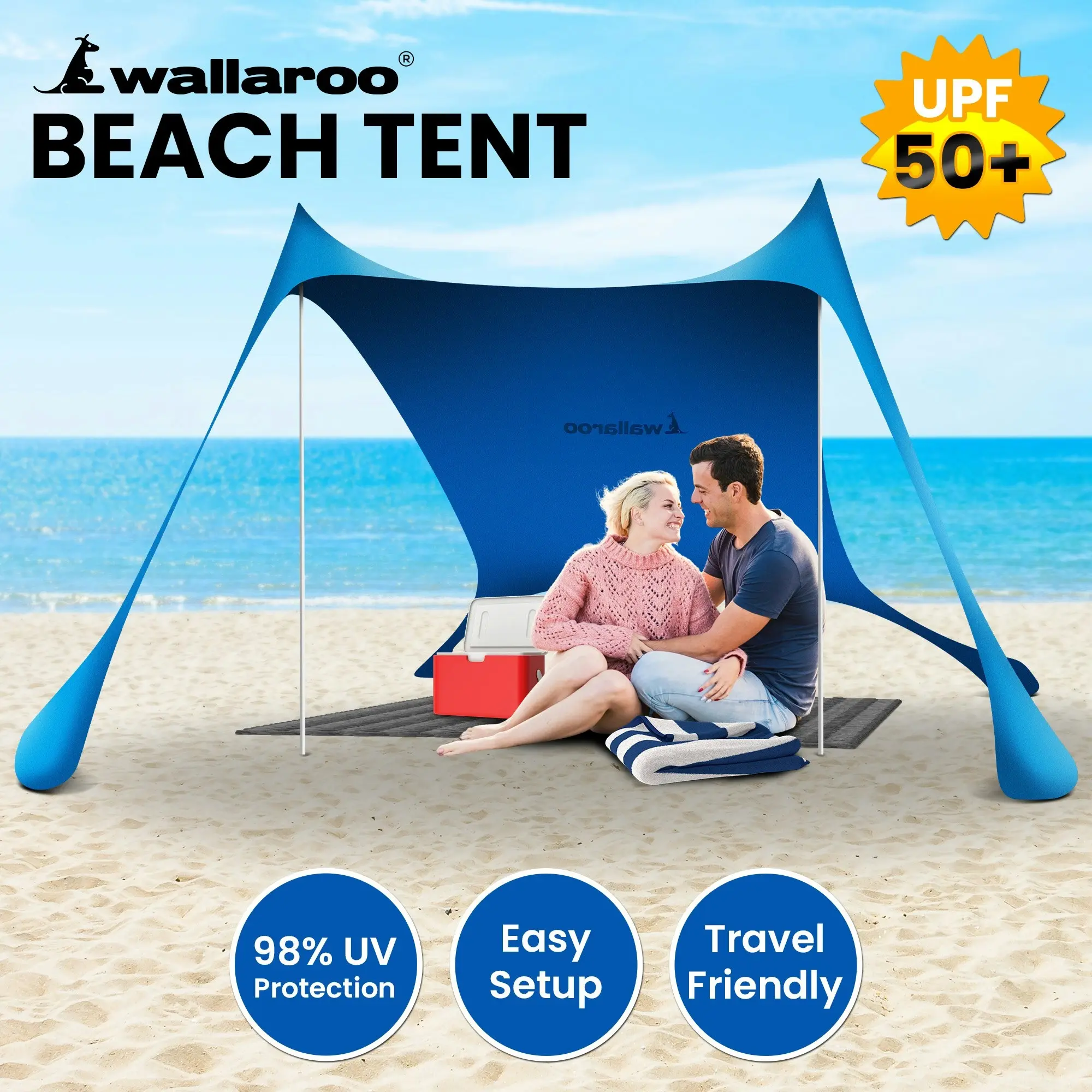 Wallaroo Beach Tent Canopy Sunshade 2m x 2m - Blue