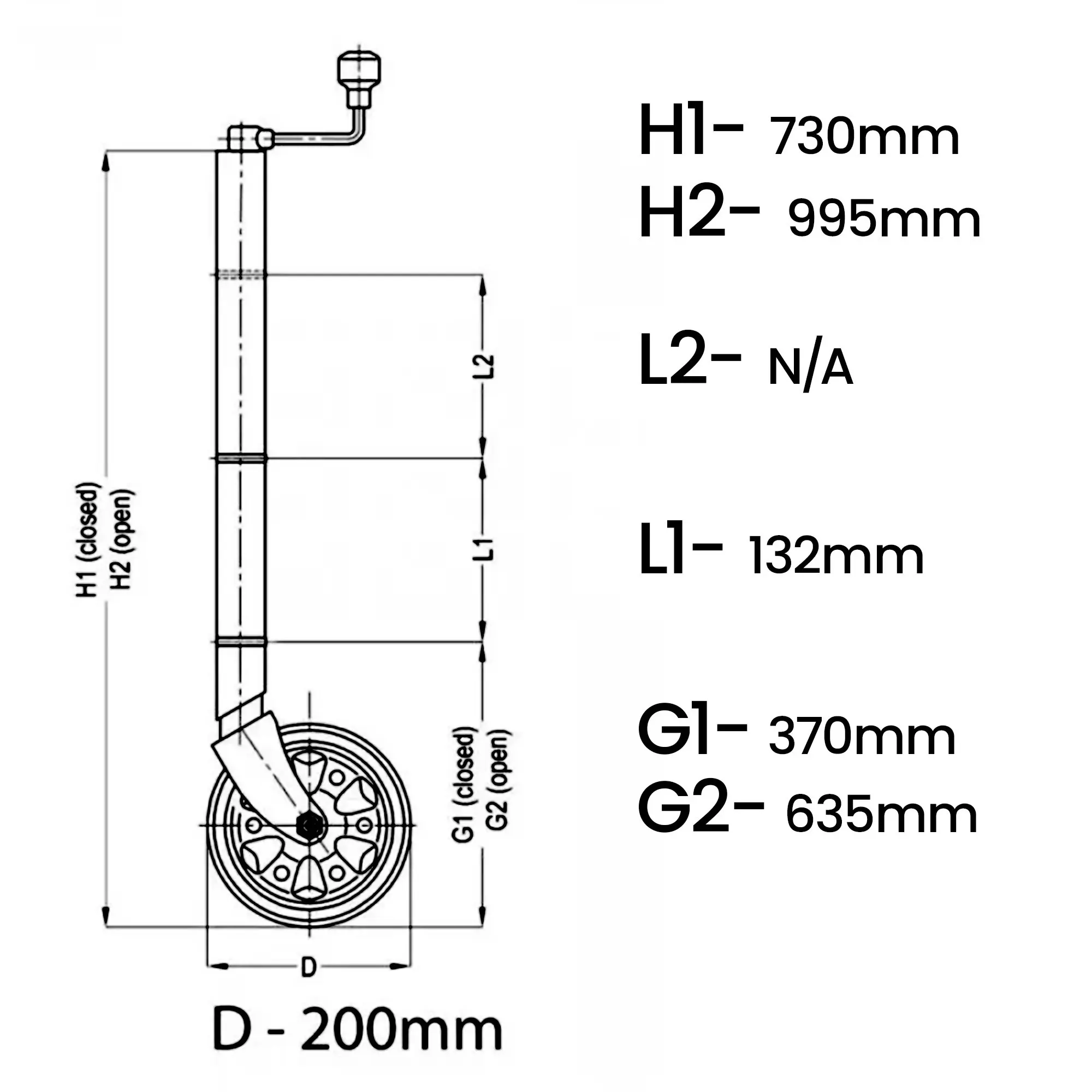 AL-KO Premium 8in Extra Tall Jockey Wheel 628300