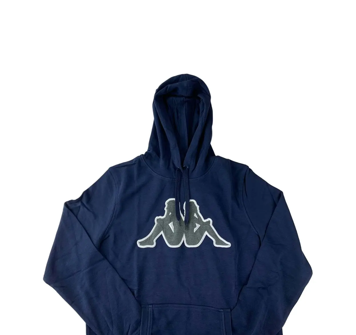 Mens Kappa Logo Tairiti Hooded Sweater 922 Pullover Hoodie Blue/Grey