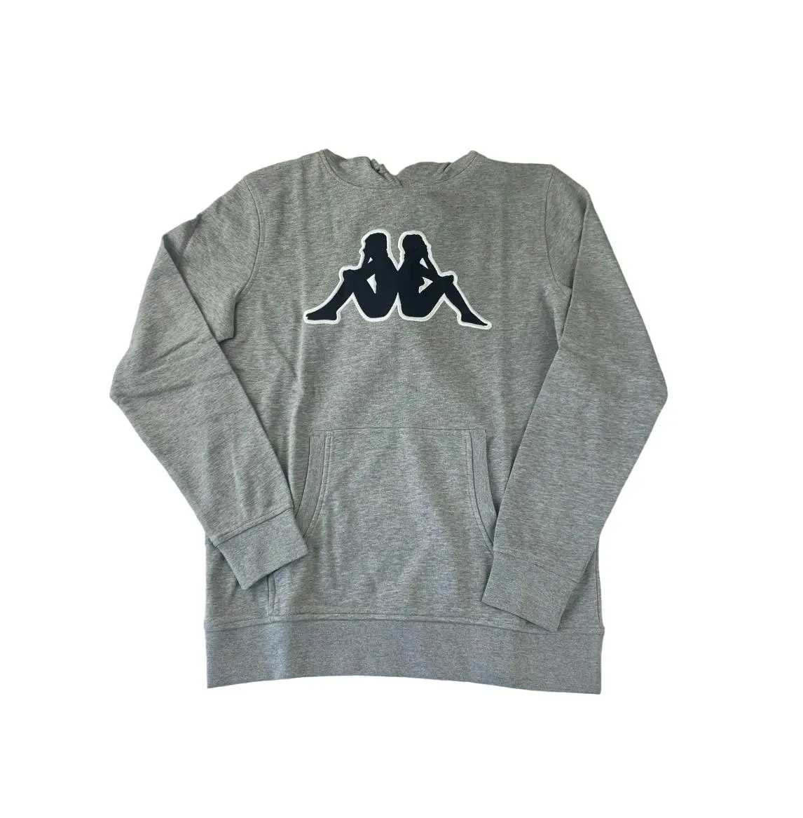 Mens Kappa Logo Tairiti Hooded Sweater 902 Pullover Hoodie Grey/Black