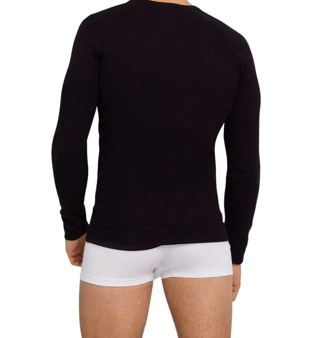 10 x Mens Holeproof Aircel Thermal Waffle Knit Long Sleeve Black Tee