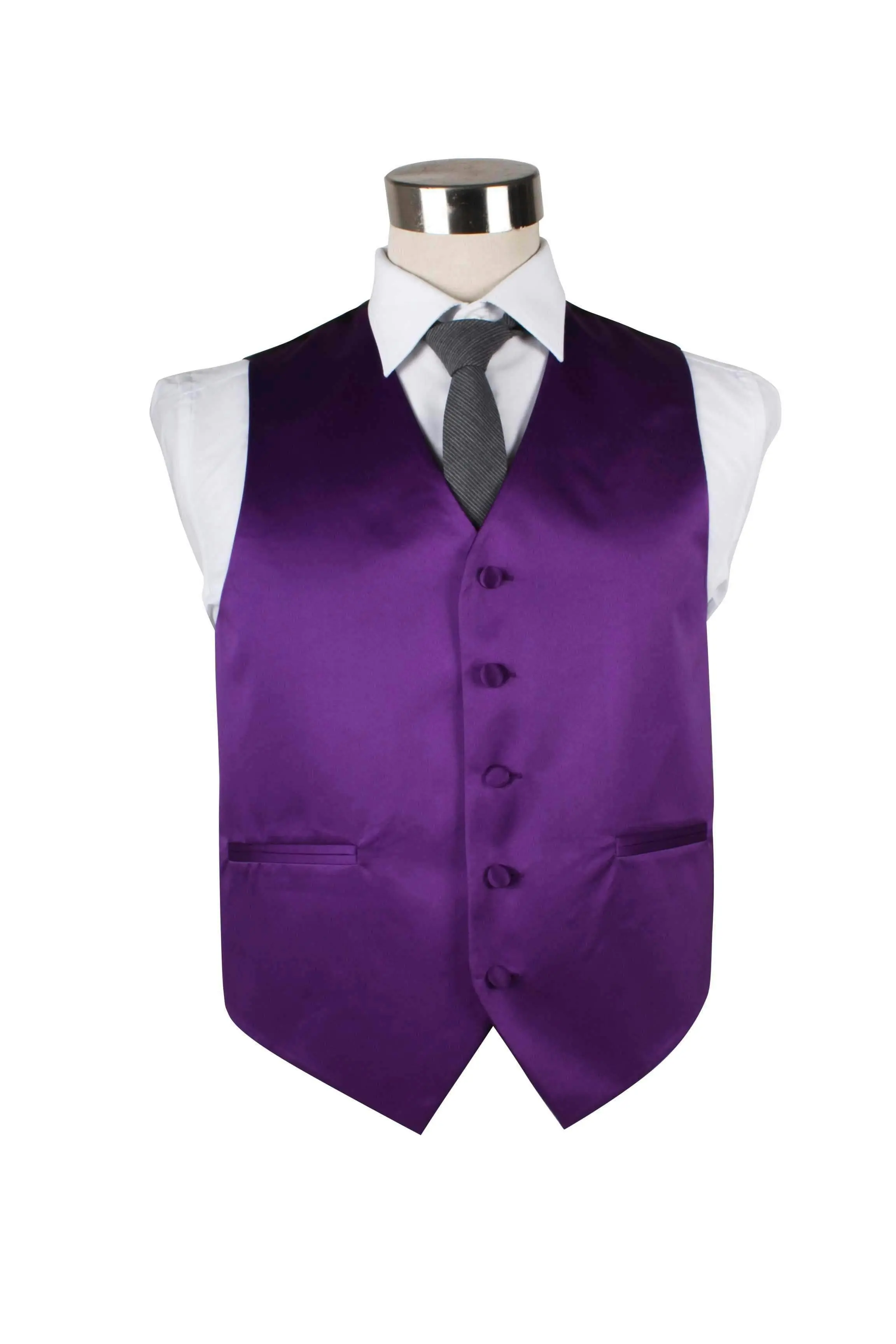 Mens Dark Purple Plain Vest Waistcoat