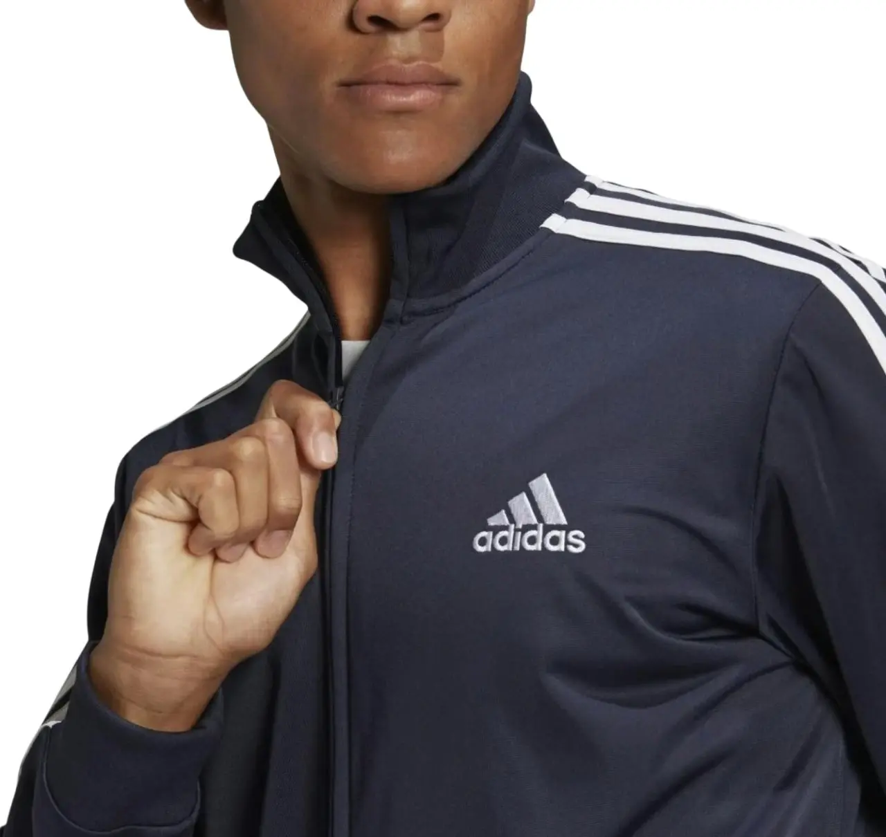 Adidas Mens Essentials 3 Stripes Navy/White Tracksuit