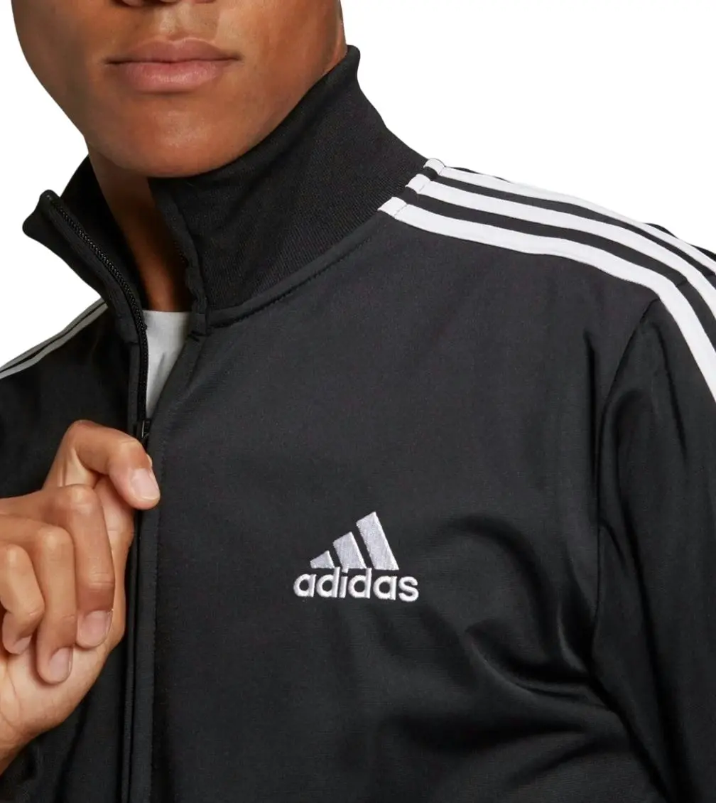 Adidas Mens Essentials 3 Stripes Black/White Tracksuit