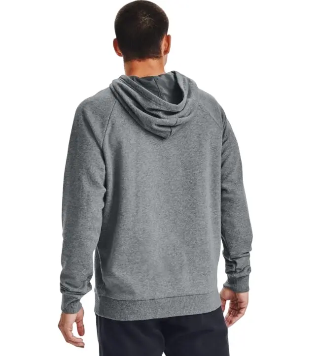 Mens Under Armour Pitch Gray/Black Rival Fleece Big Logo Hoodie