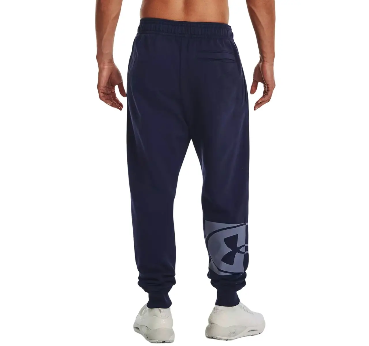 Mens Under Armour Rival Fleece Marco Branded Navy Joggers Athletic Trackies