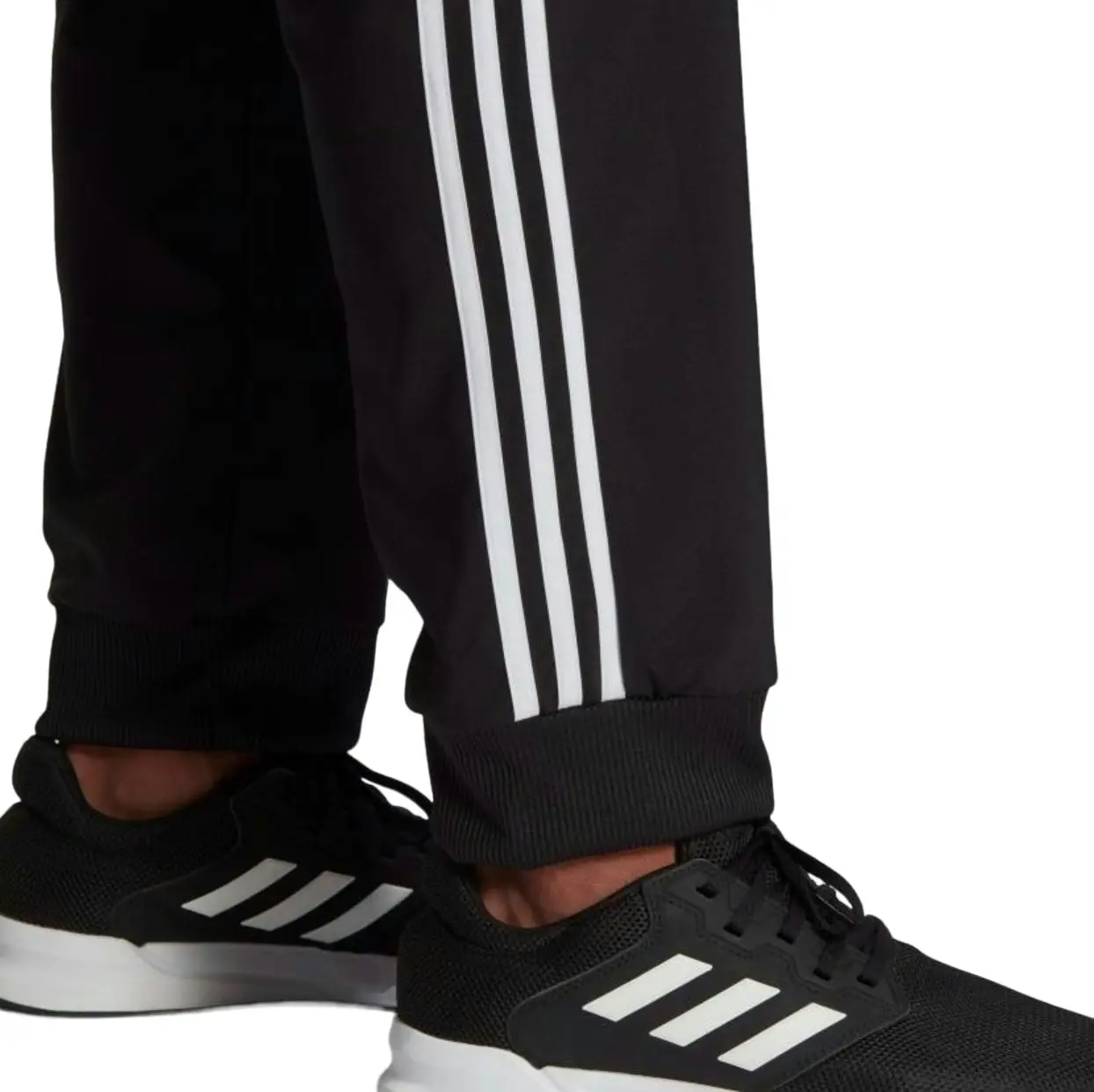 Adidas Mens Aeroready Essentials Tapered Cuff Woven 3-Stripes Black Pants