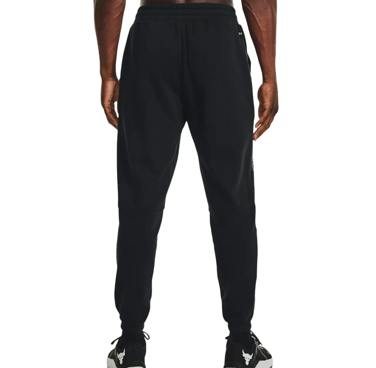 Mens Under Armour Project Rock Rival Fleece Joggers Black Athletic Trackies