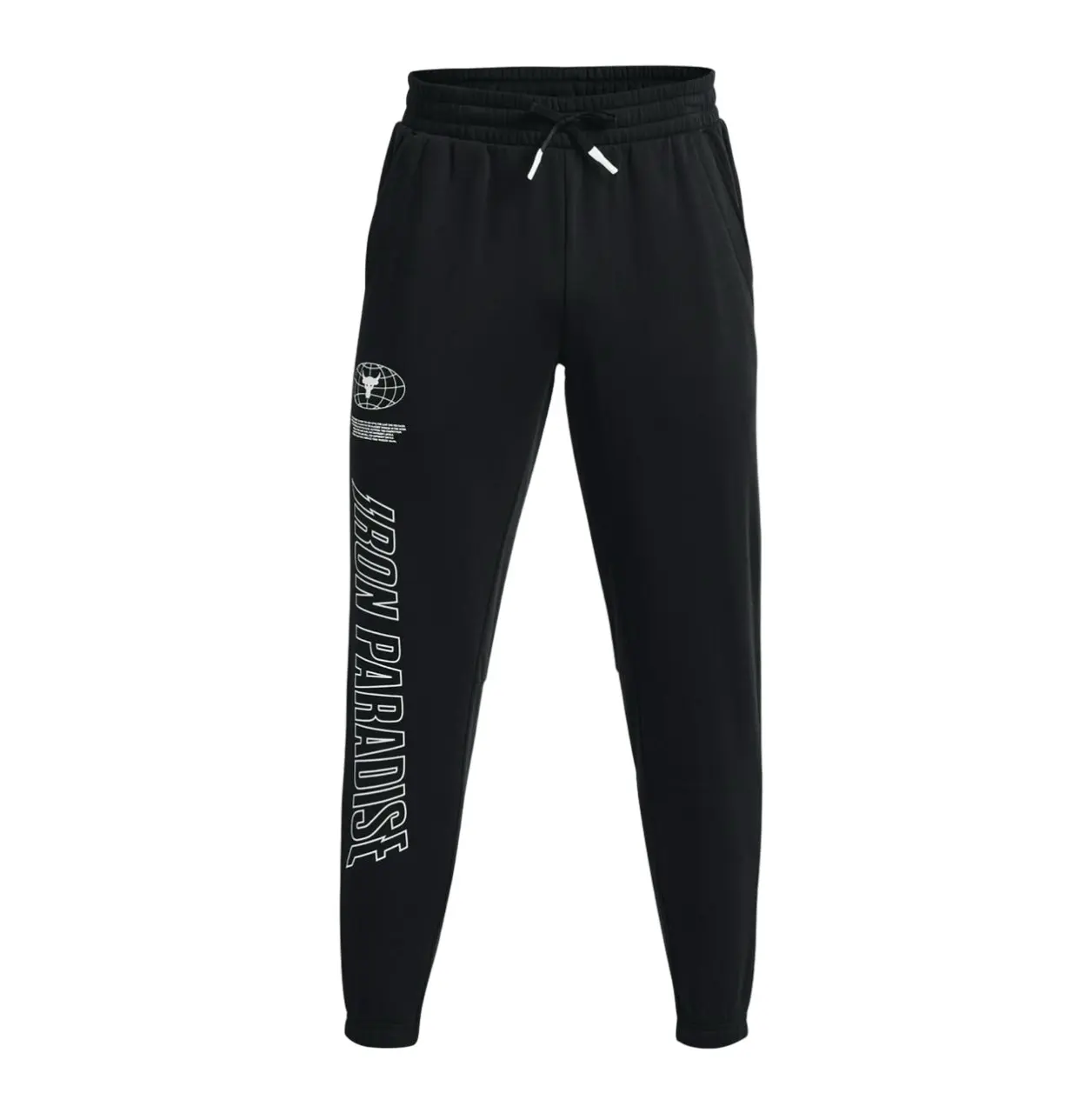 Mens Under Armour Project Rock Rival Fleece Joggers Black Athletic Trackies