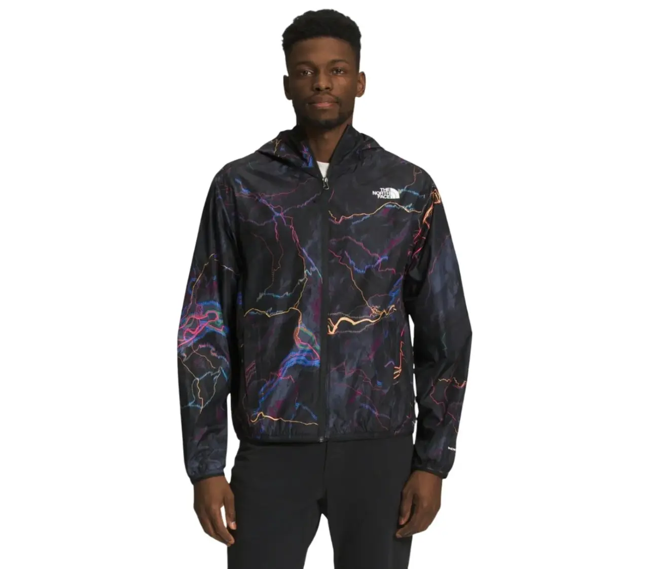 Mens The North Face Novelty Cyclone Wind Hoodie Black Trail Glow Jacket