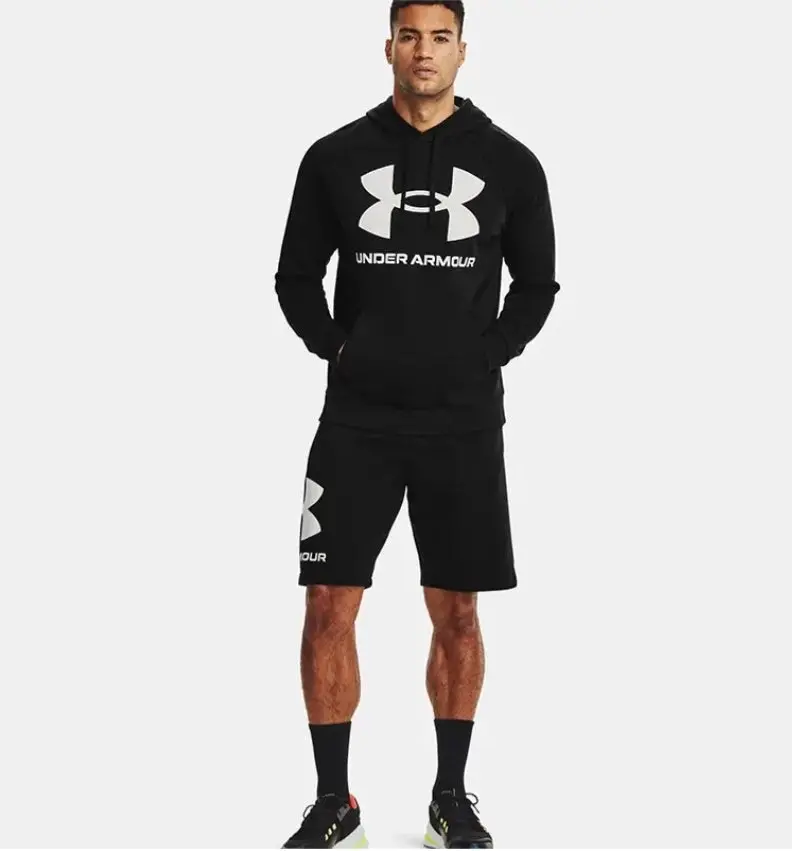 Mens Under Armour Ua Rival Fleece Big Logo Hoodie Sweatshirt Black