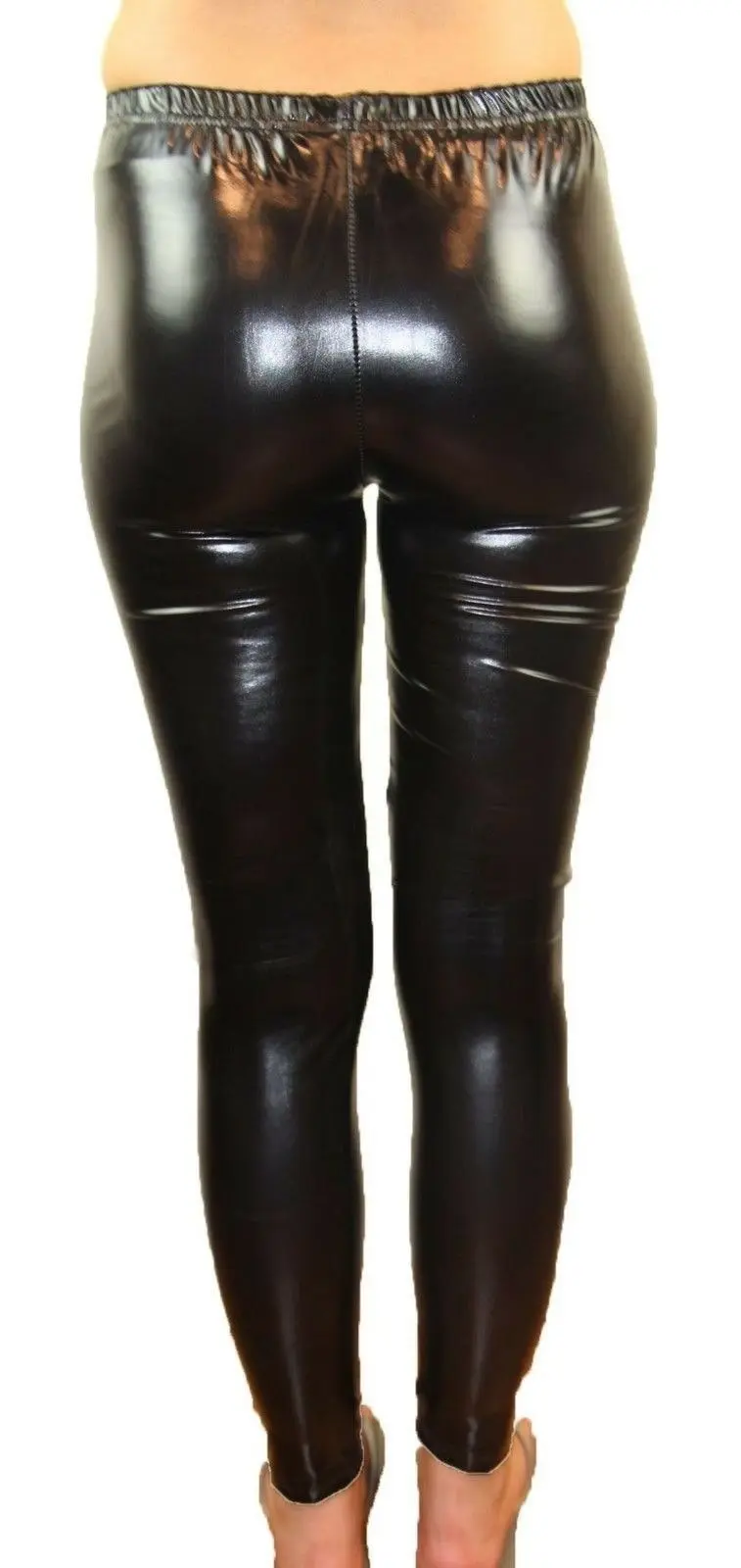 Shiny Metallic Leggings Womens Pants Ladies Black