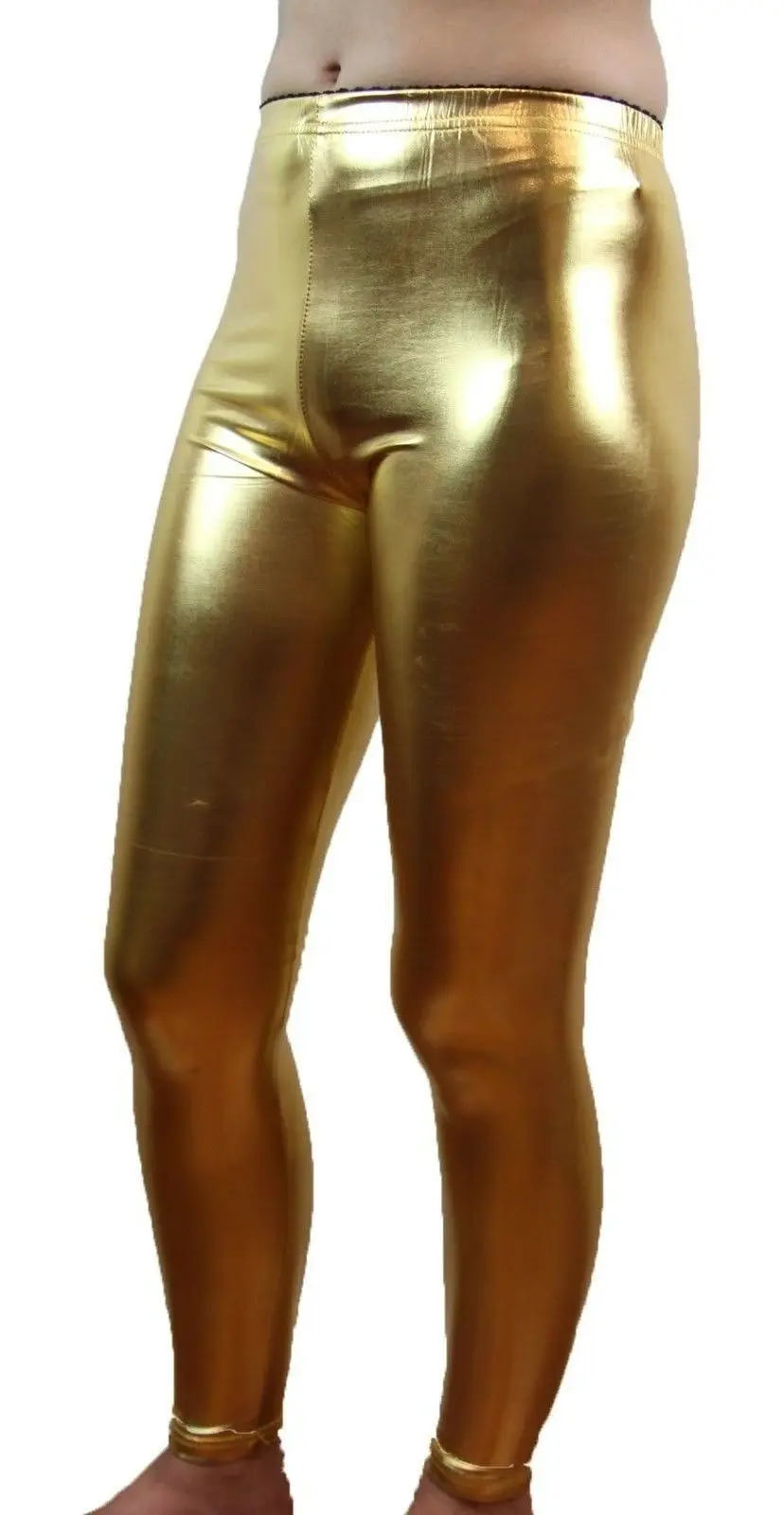 Shiny Metallic Leggings Womens Pants Ladies Gold