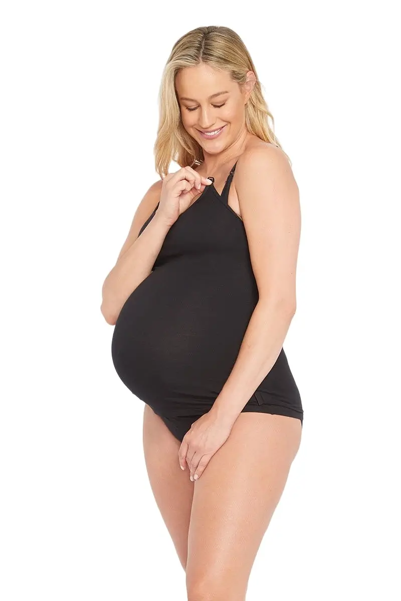 2 x Womens Bonds Maternity Hidden Support Singlet Pregnancy Bumps Black