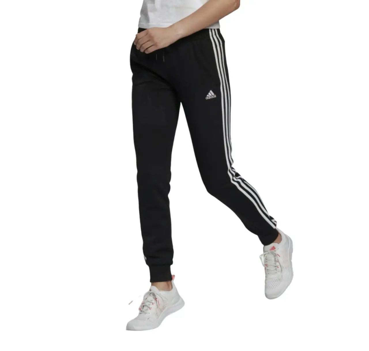 3 x Womens Adidas Essentials French Terry Logo 3-Stripes Black/ White Pants