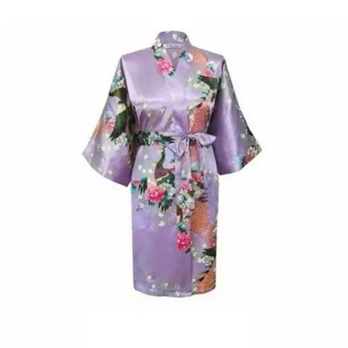 Bride Bridesmaid Gown Robe Satin Dressing Kimono Short Floral Bridal Wedding