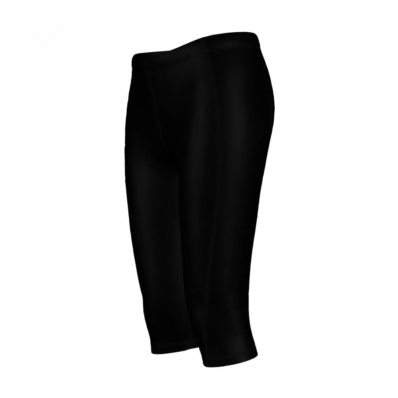 Ladies Womens Black 3/4 Compression Gym Pants Running Skins Leggings