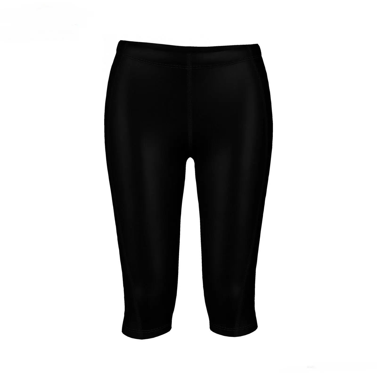 Ladies Womens Black 3/4 Compression Gym Pants Running Skins Leggings