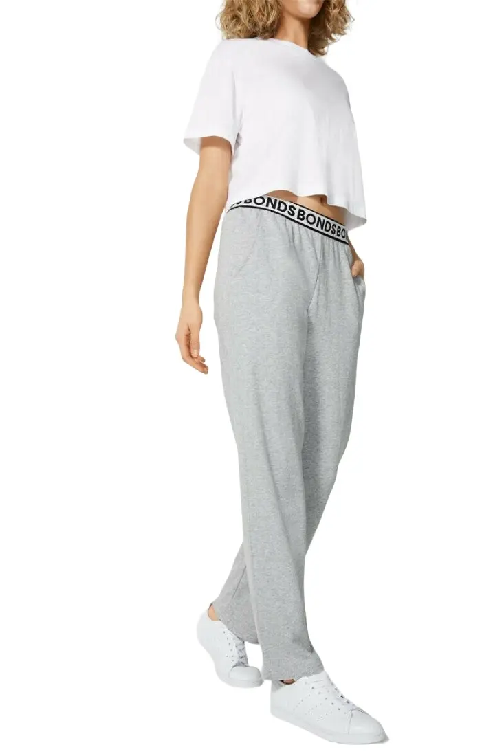 2 x Bonds Womens Essential Terry Straight Trackies Track Pants Black Grey