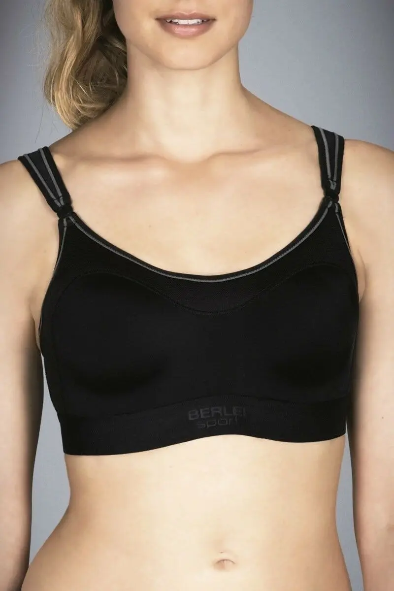 Berlei Ultimate Performance Support Sports Crop Top Bra Black White Womens Bras