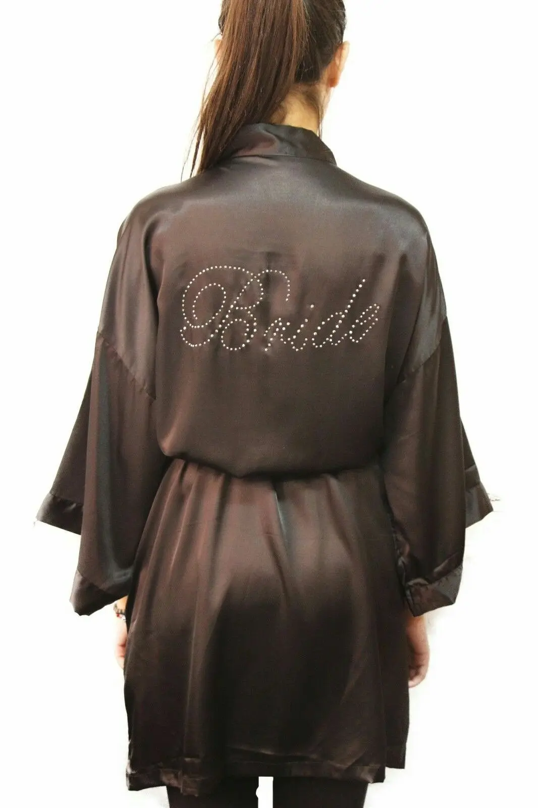 Bride To Be Bridesmaid Gown Robe Satin Dressing Silk Diamante Kimono Bridal