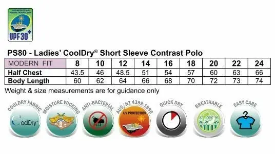 Ladies Womens Pursuit Polo Tshirt Top Cool Dry Tee Short Sleeve Contrast Panel