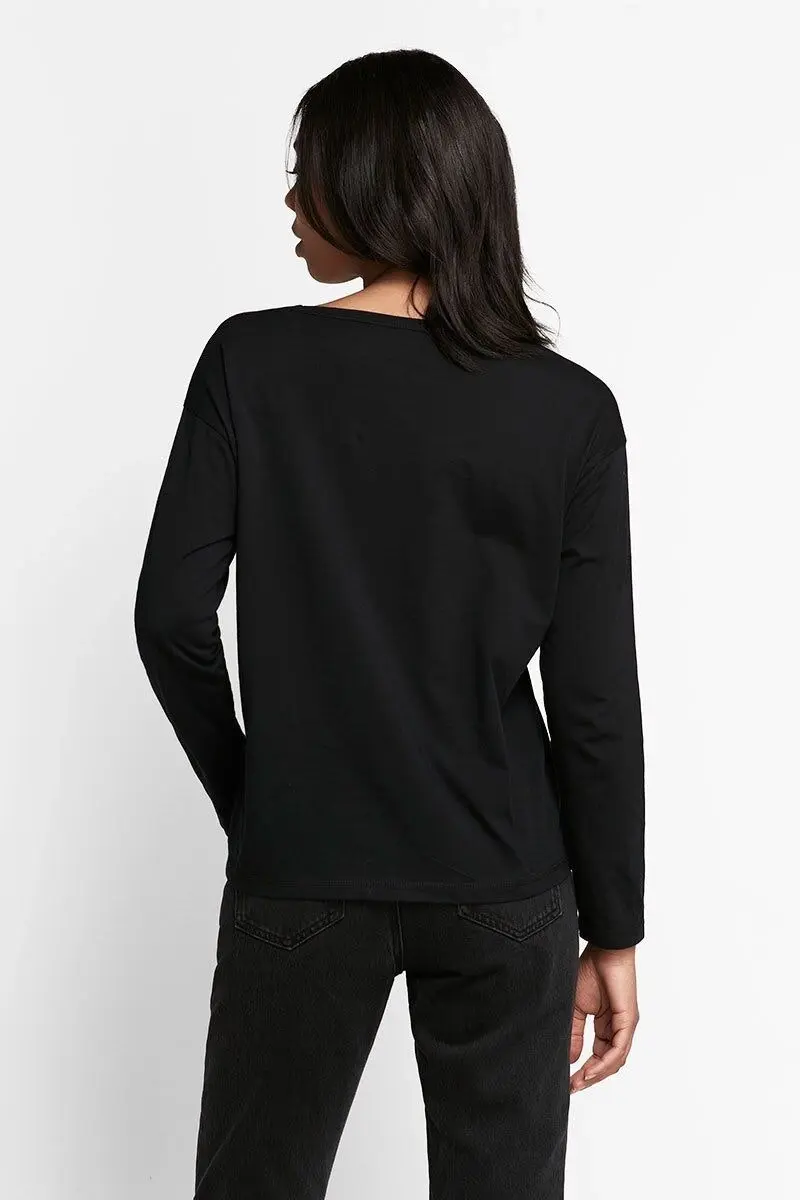 Bonds Womens Originals Light Weight Long Sleeve Scoop Tee Black