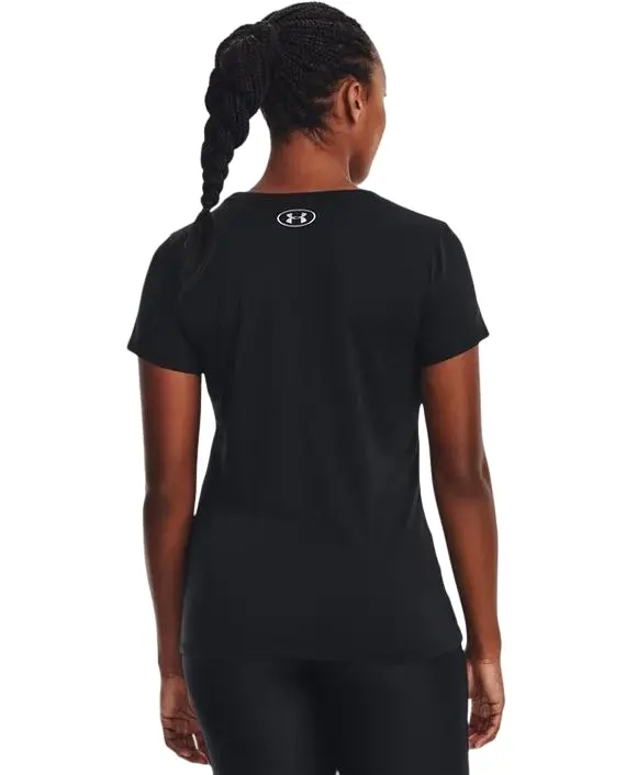 Womens Under Armour Black/ Metallic Silver Tech Crew Top