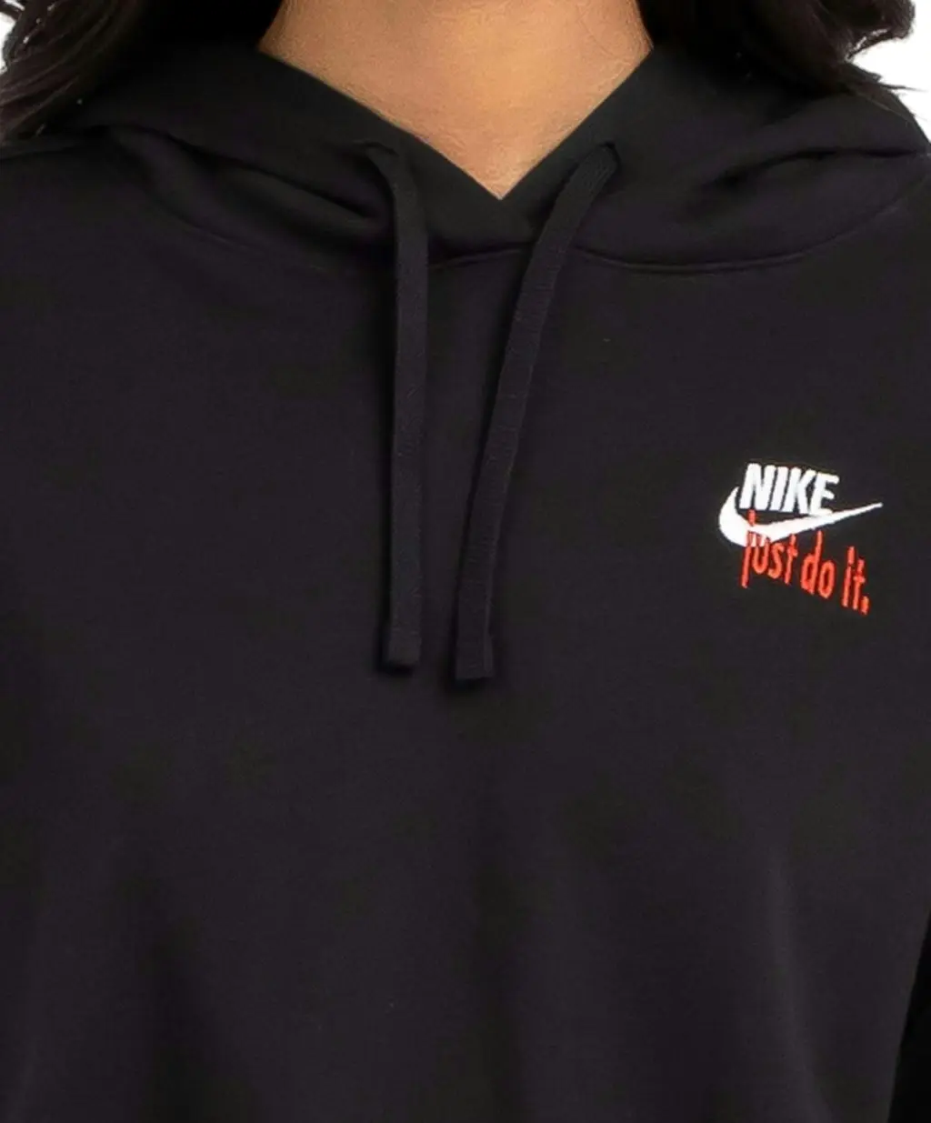 Womens Nike Sportswear Club Fleece Black Oversized Cropped Pullover Hoodie