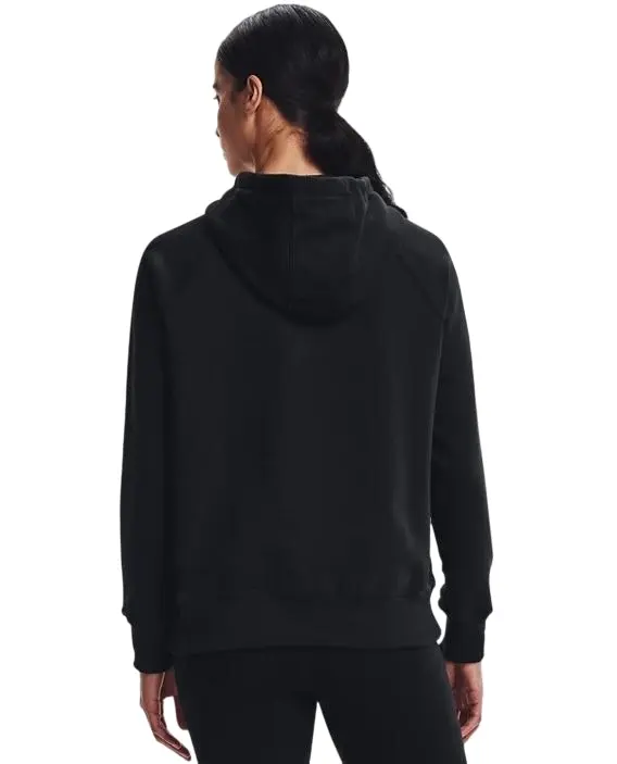 Womens Under Armour Black/White Rival Fleece Logo Hoodie