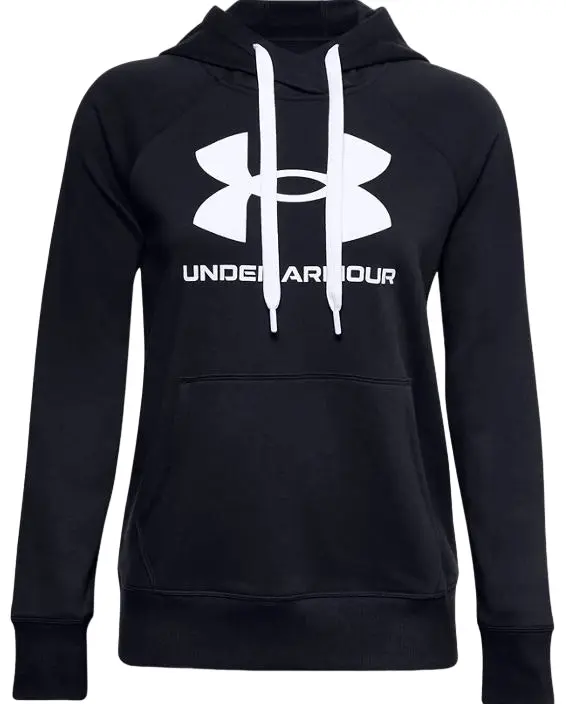 Womens Under Armour Black/White Rival Fleece Logo Hoodie