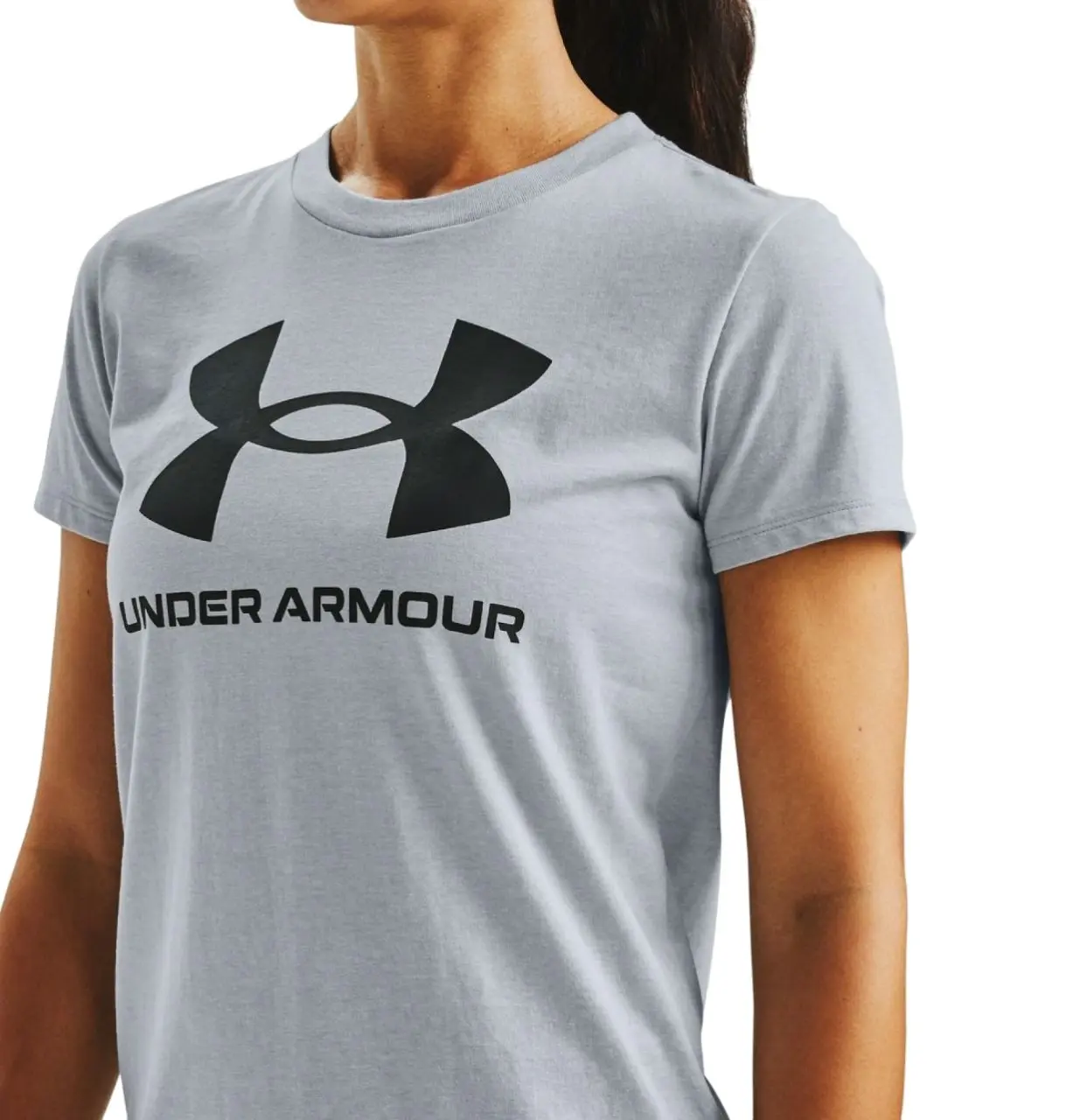 Womens Under Armour Sport Style Logo Short Sleeve Grey Shirt