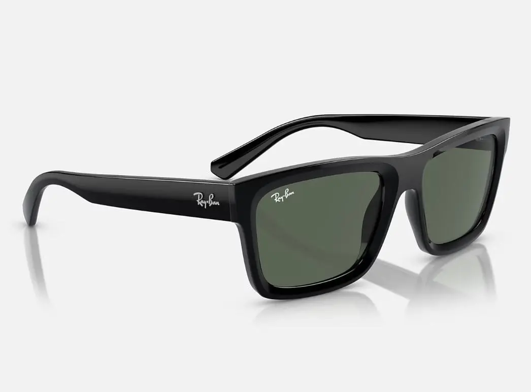 Unisex Ray Ban Sunglasses Rb4396 Warren Bio-Based Black/ Dark Green Sunnies - M