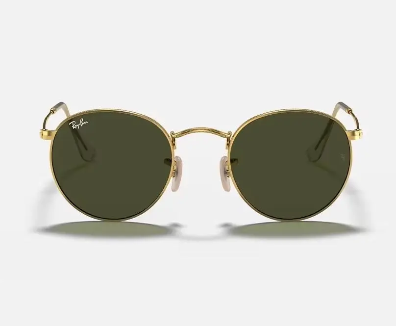 Unisex Ray Ban Sunglasses Rb3447 Round Metal Polished Gold/ Green Sunnies - L