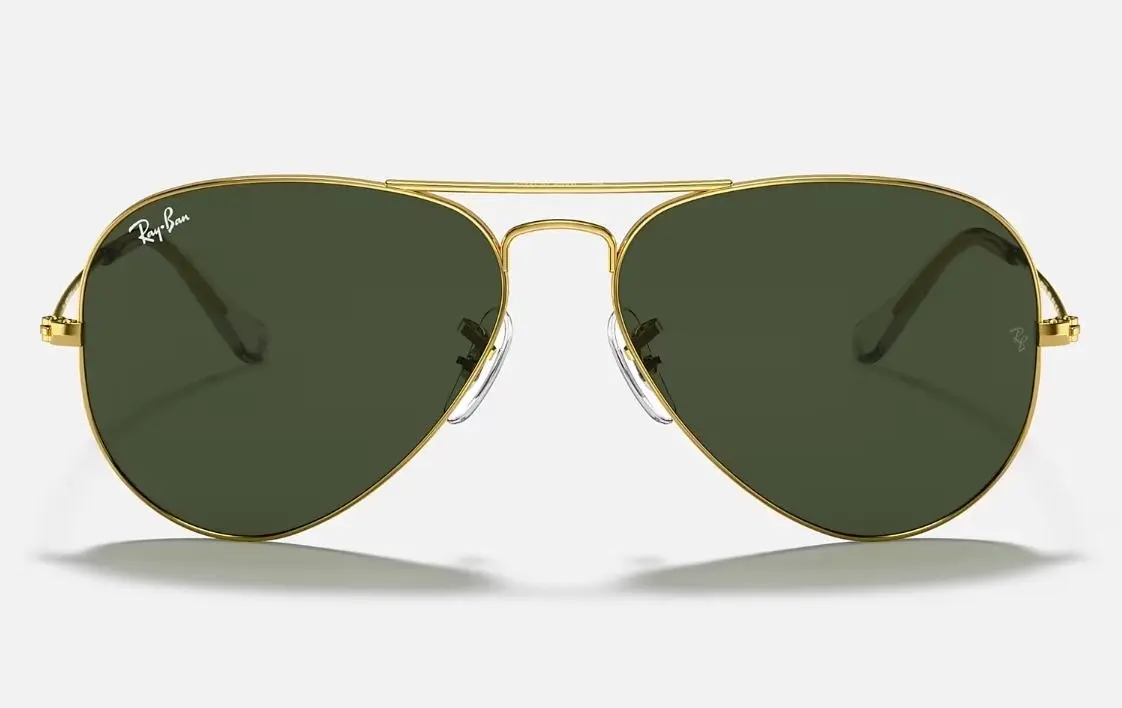 Mens Ray Ban Sunglasses Rb3025 Aviator Classic Polished Gold/ Green Sunnies