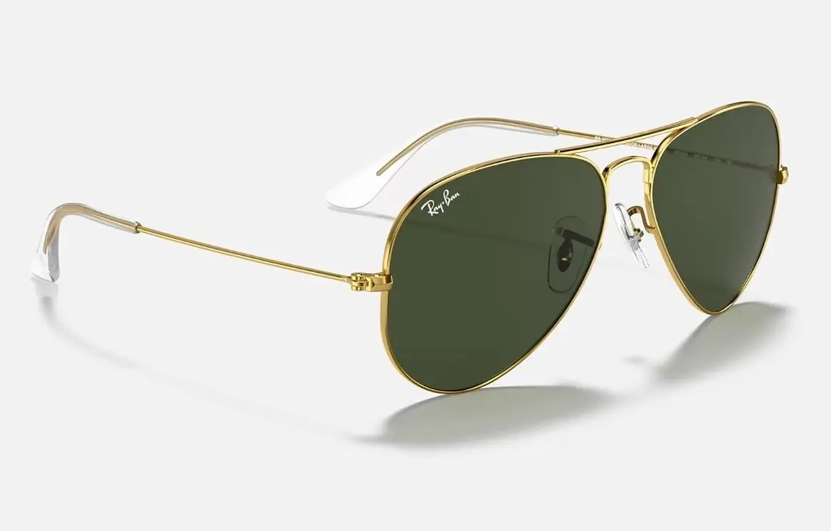 Mens Ray Ban Sunglasses Rb3025 Aviator Classic Polished Gold/ Green Sunnies