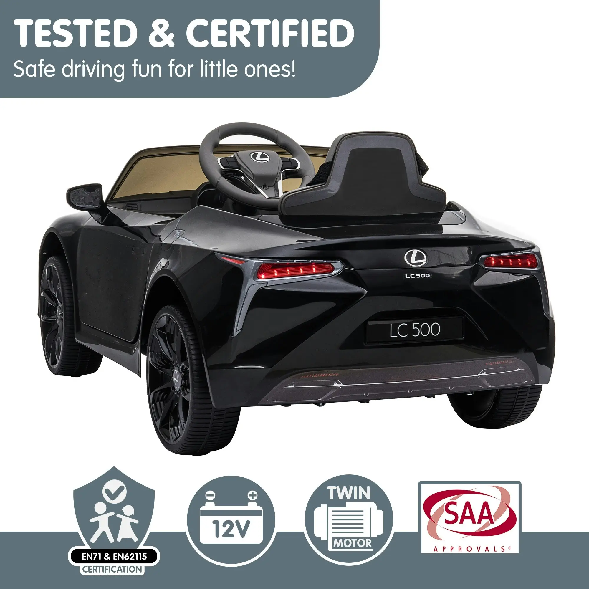 Licensed Lexus LC 500 Kids Electric Ride On Car - Black