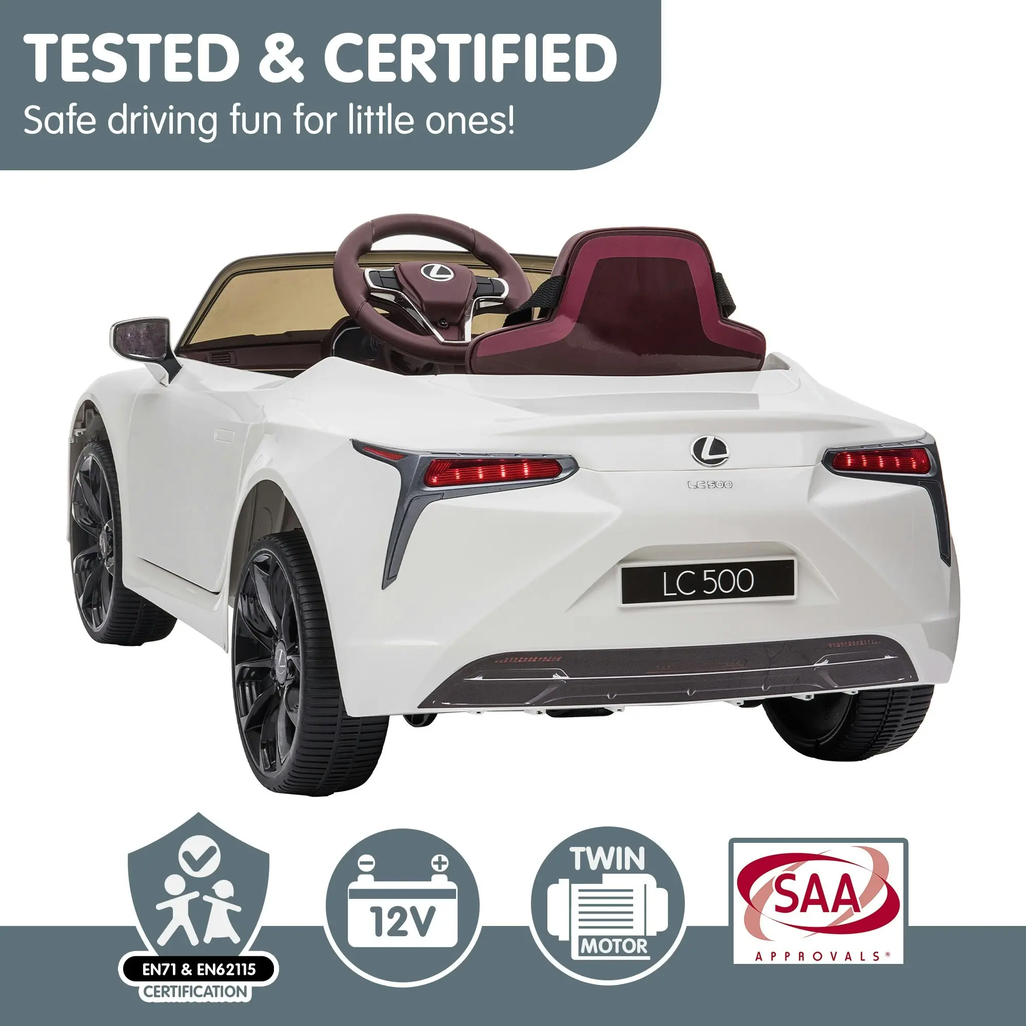 Licensed Lexus LC 500 Kids Electric Ride On Car - White