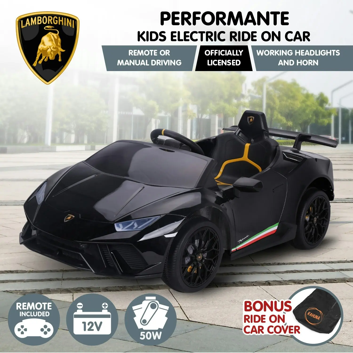 Lamborghini Performante Kids Electric Ride On Car  Black