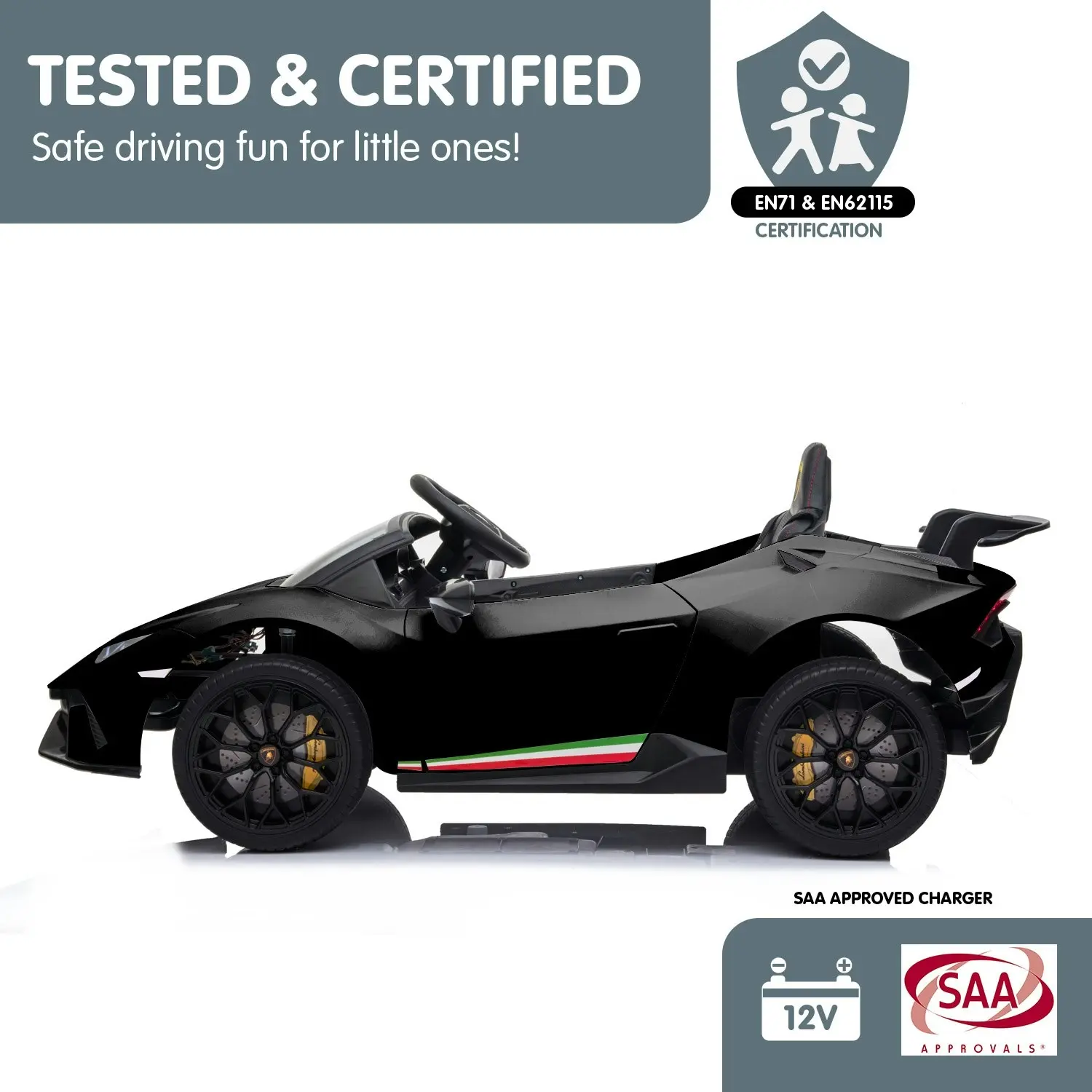 Lamborghini Performante Kids Electric Ride On Car  Black