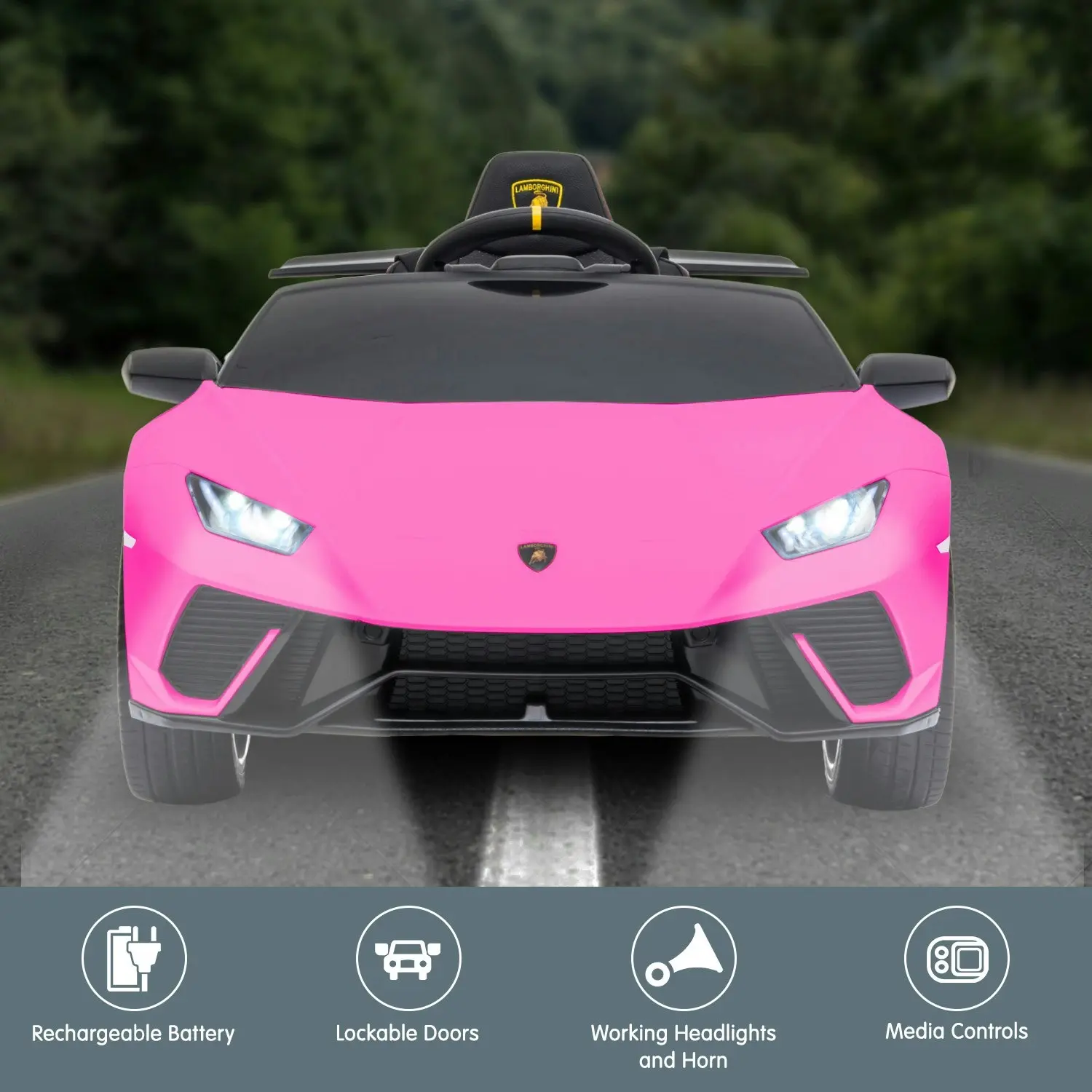 Lamborghini Performante Kids Electric Ride On Car Remote Control Pink